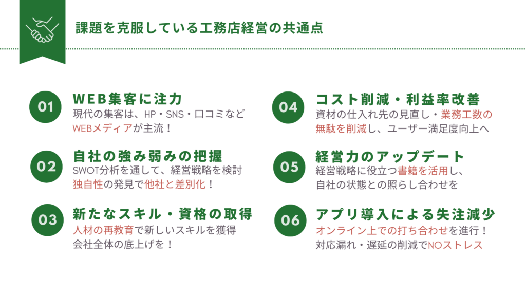 課題を克服している工務店経営の共通点