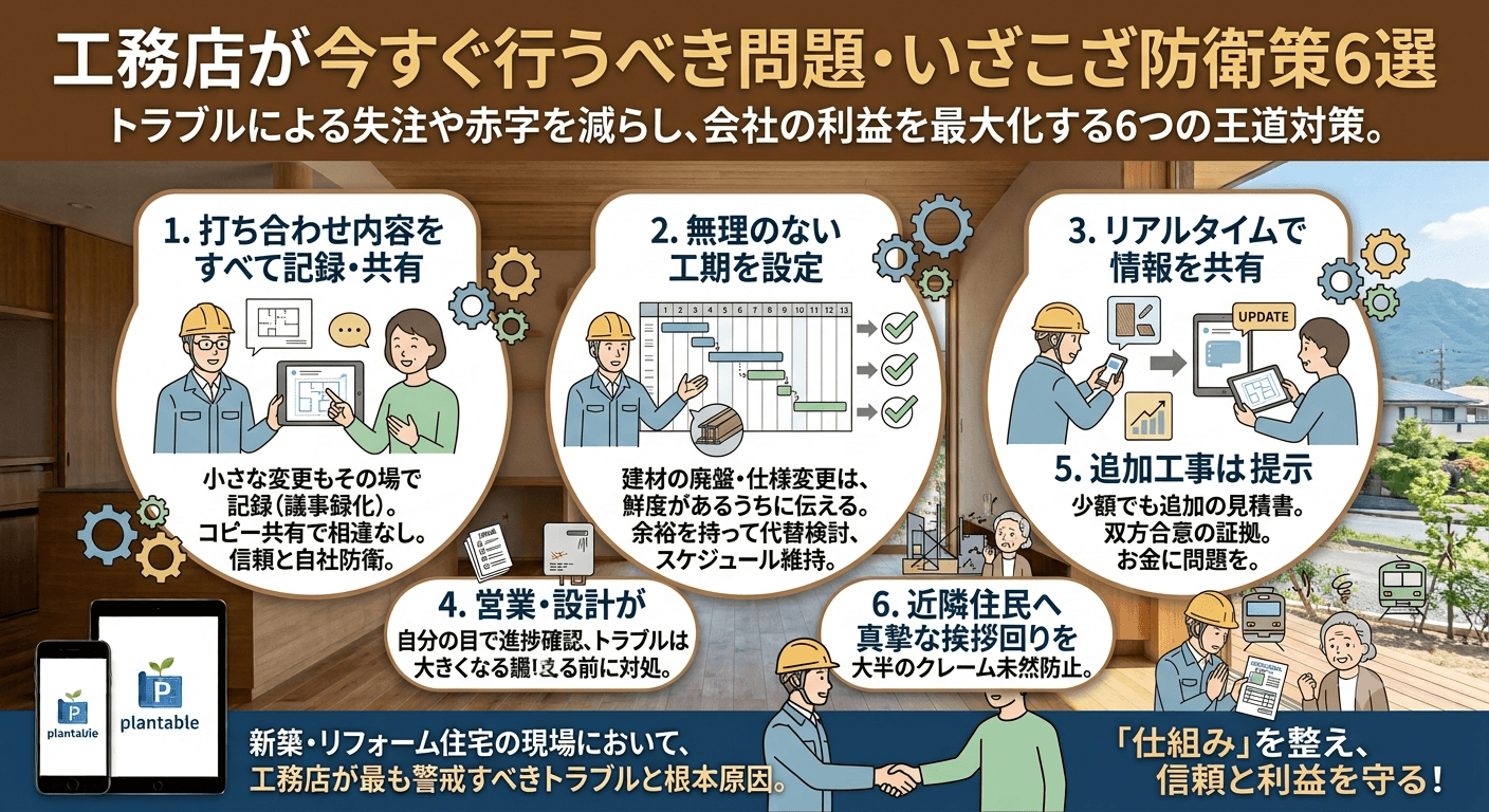 工務店が今すぐ行うべき問題・いざこざ防衛策6選