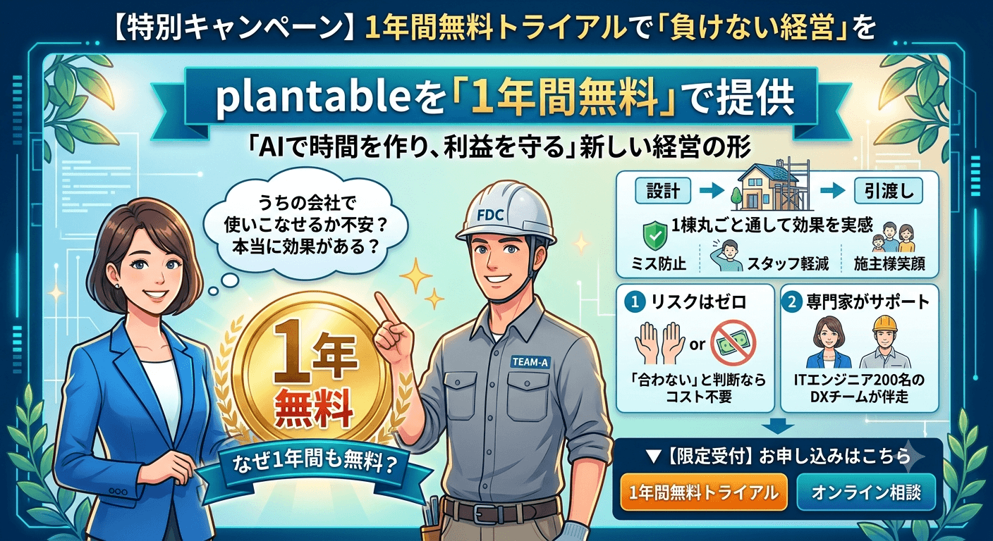 plantableを「1年間無料」で提供するキャンペーンを