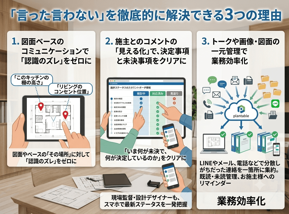 plantableが「言った言わない」を徹底的に解決できる3つの理由